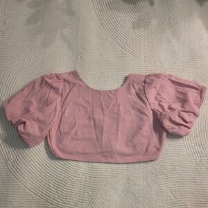 Pink Puff-Sleeve Crop Top
